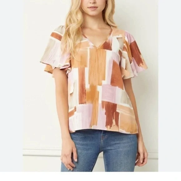 Entro Violet Skye Flutter Sleeve Blouse - Picture 2 of 8